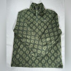 Eddie Bauer Green Patterned Quarter Zip Size Large